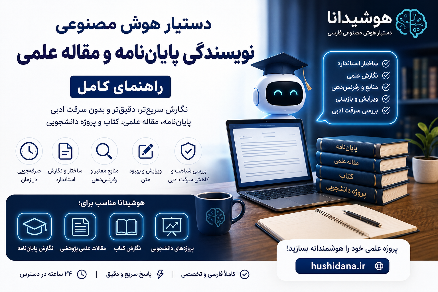 دستیار هوش مصنوعی نویسندگی پایان‌نامه و مقاله علمی: راهنمای کامل